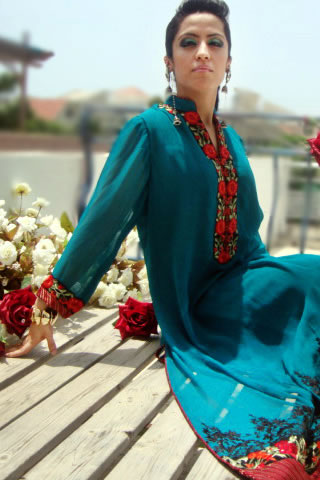Long A-line shirt by Xenab Ansari