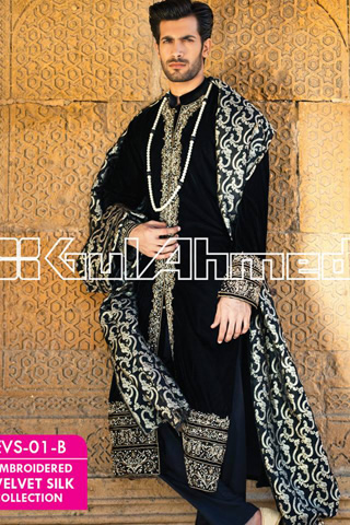 Gul Ahmed Latest 2014 Embroidered Silk Velvet Coat Collection