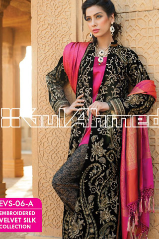 Gul Ahmed Latest Embroidered Silk Velvet Coat Collection
