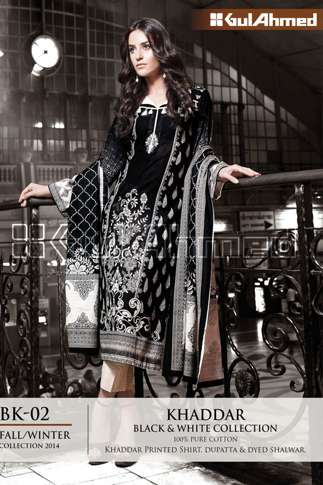 Gul Ahmed Winter 2014 Black and White Collection