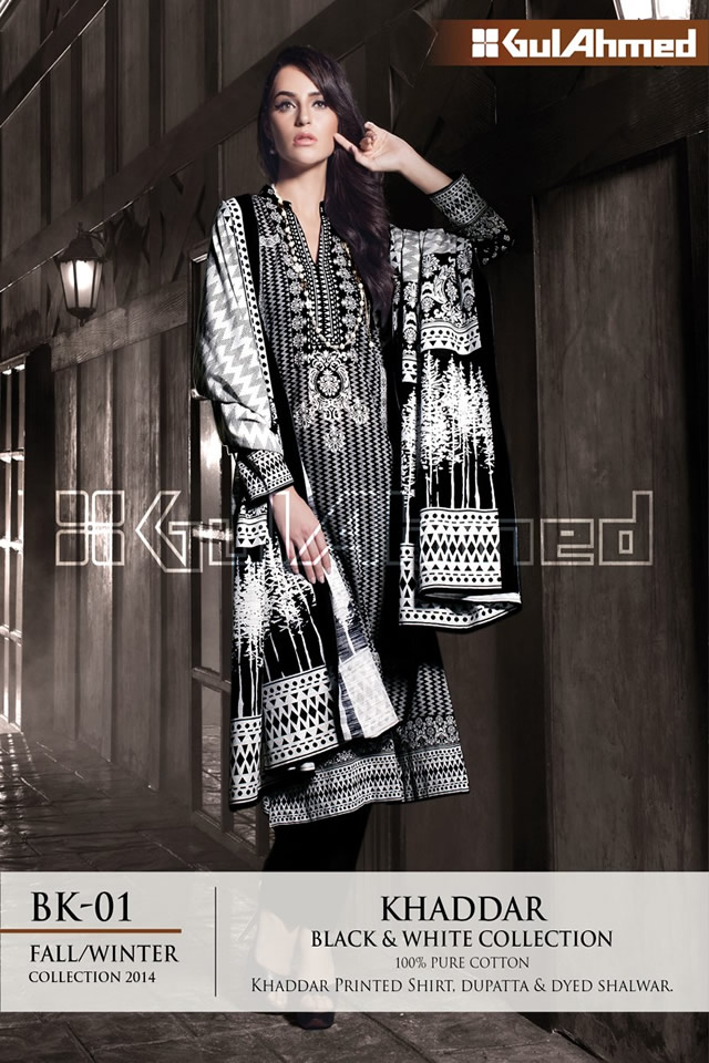 Gul Ahmed Winter 2014 Black and White Collection