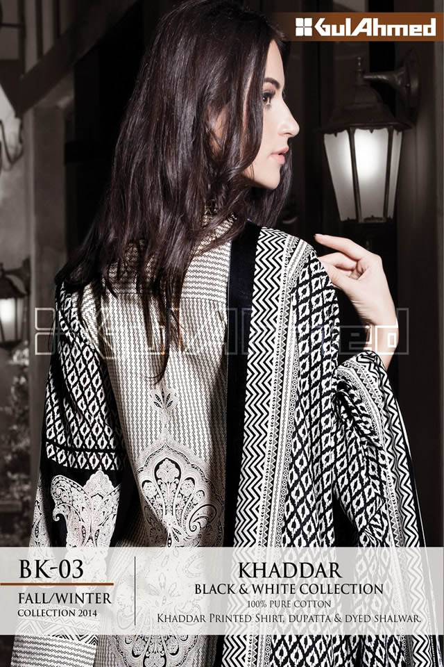 2014 Gul Ahmed Black and White Winter Collection