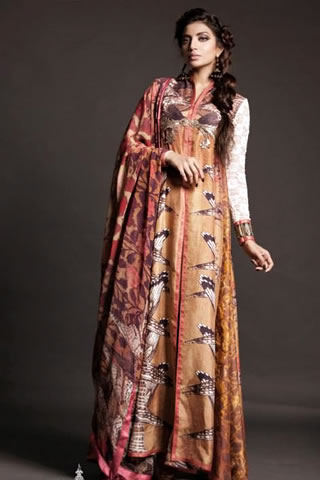 Fahad Hussayn Silk Print Museum 2013 Collection