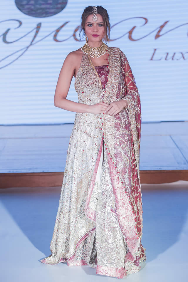 2015 Pakistan Fashion Week 8 London Lajwanti Formal Dresses Pics
