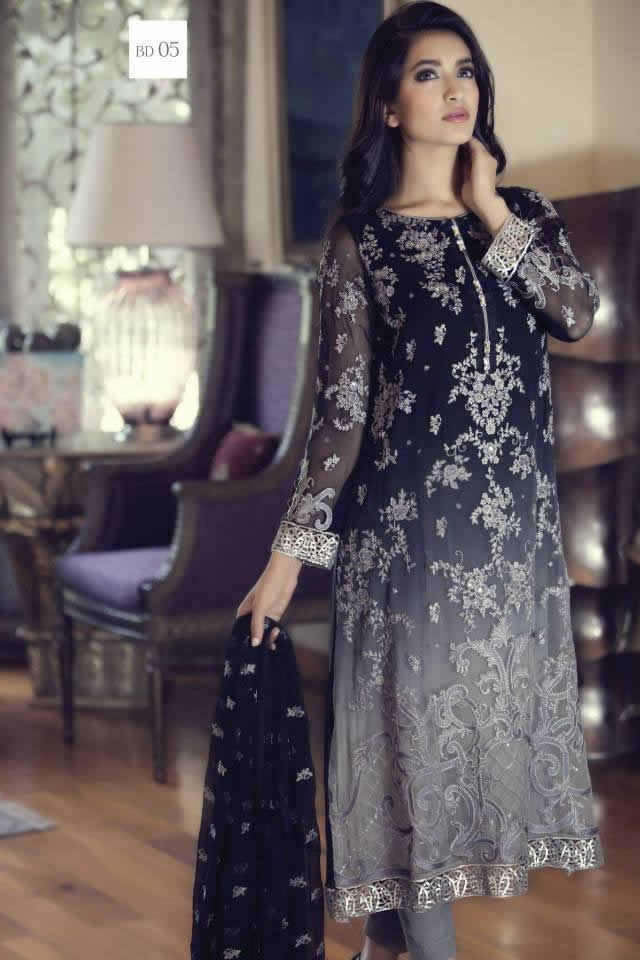 2015 Mbroidered Eid Maria B Formal Dresses Pics