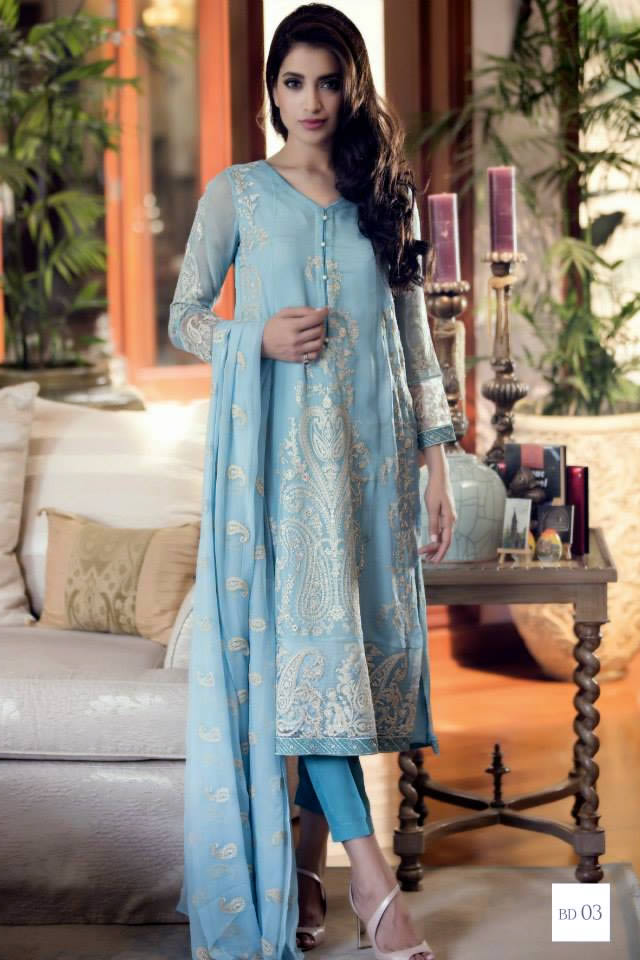 Mbroidered Eid 2015 Maria B Formal Dresses Pics