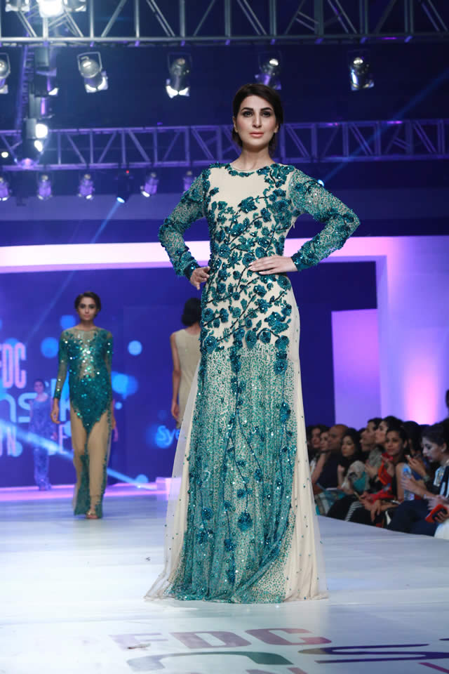2015 PFDC Sunsilk Fashion Week Syeda Amera Formal Dresses Pics