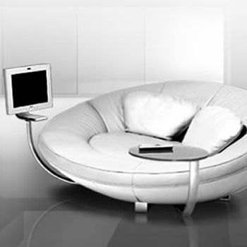 Multimedia Upholstered Sofa with an incorporated Computer