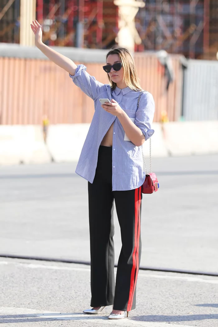 Shirt, and Metallic Heels