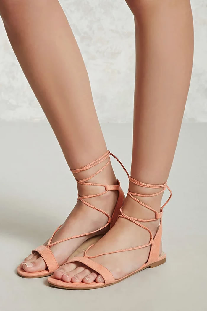 Forever 21 Faux Suede Lace-Up Sandals