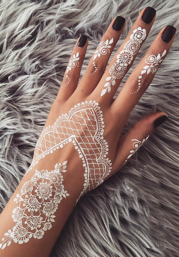 White Heena Mehndi Designs is the New Mehndi Trend in Town 