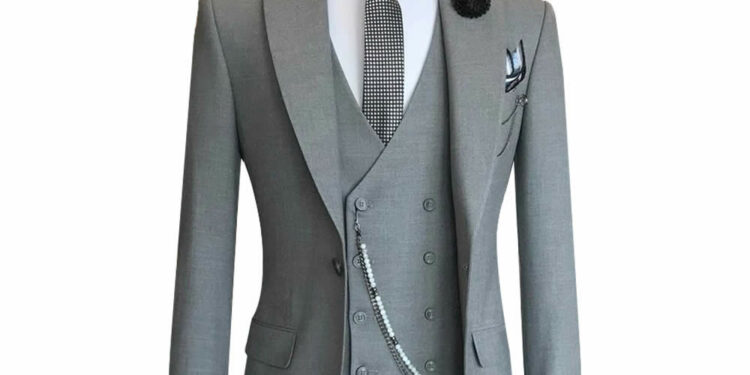 Custom Light Grey Wedding Suit