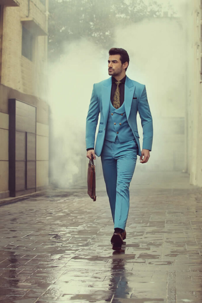 Custom Sky Blue Prom Suit