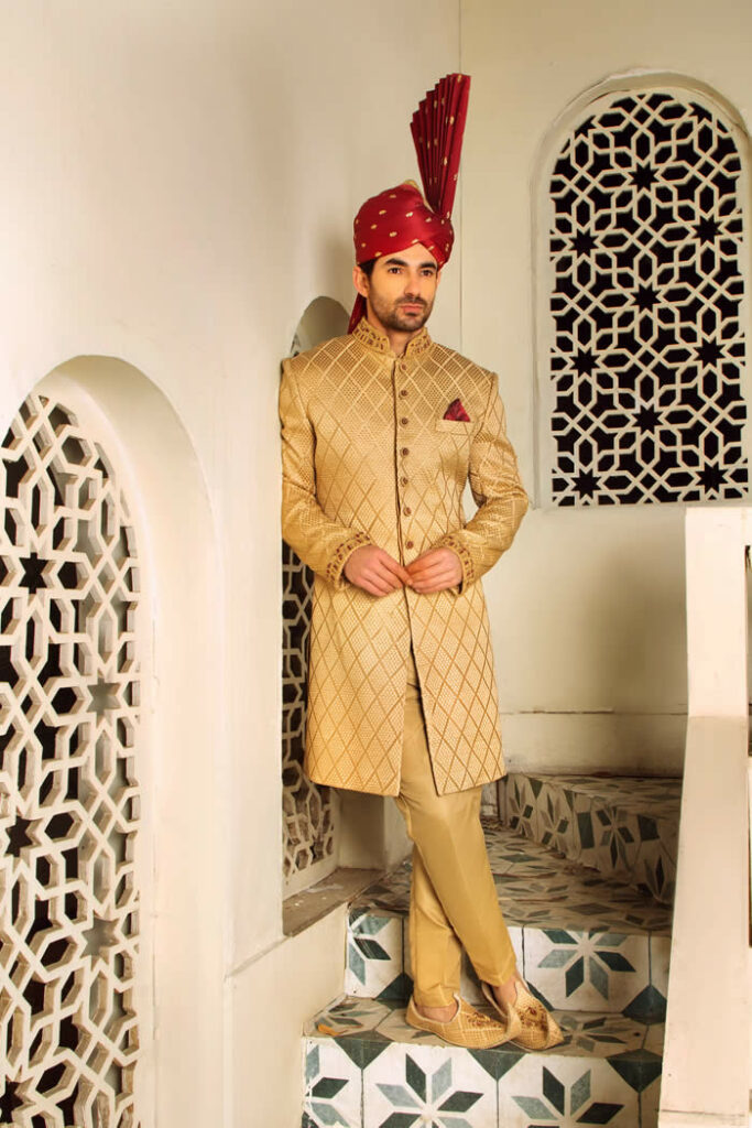 Golden Sherwani by Shameel Khan 2