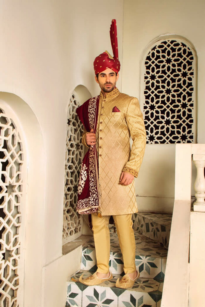 Golden Sherwani by Shameel Khan 3