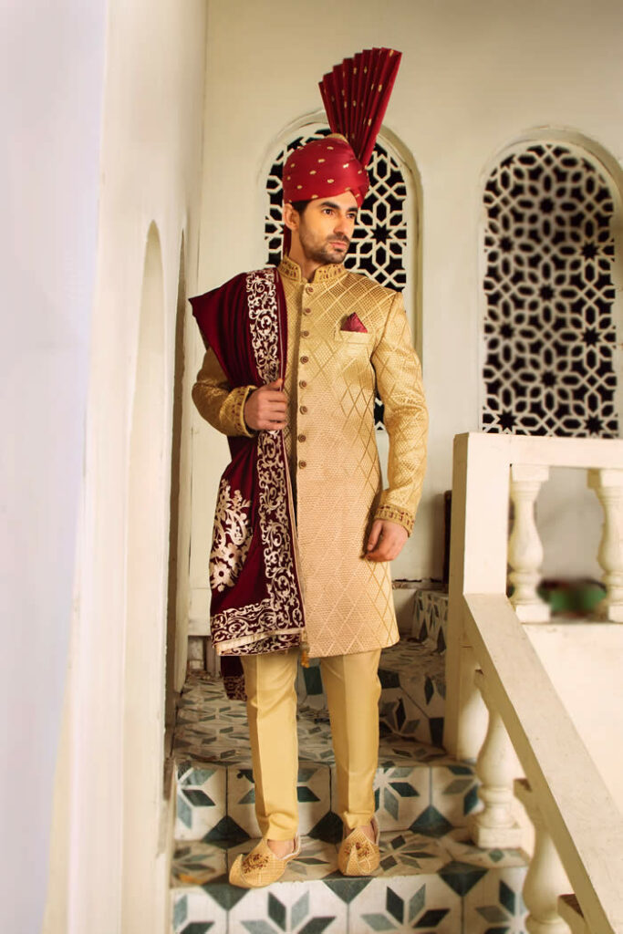 Golden Sherwani by Shameel Khan 4