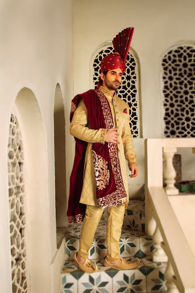 Golden Sherwani by Shameel Khan 5