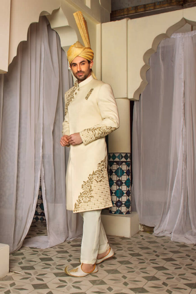 Off-White Embroidered Sherwani 1