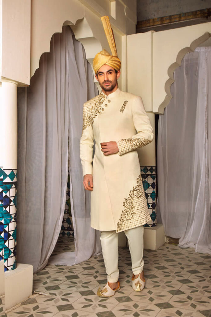 Off-White Embroidered Sherwani 2