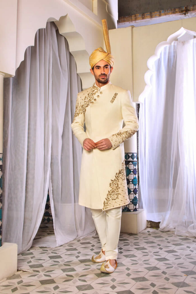 Off-White Embroidered Sherwani 4