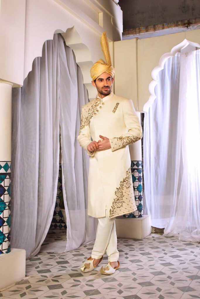 Off-White Embroidered Sherwani 5