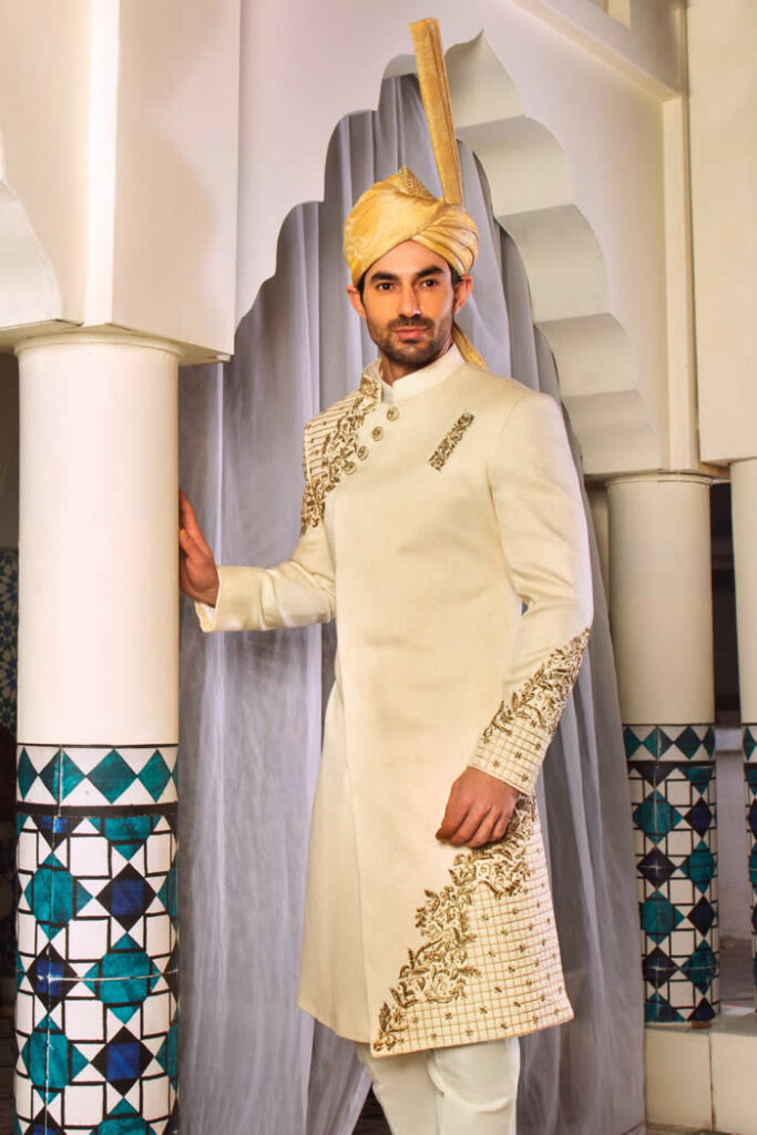 Off-White Embroidered Sherwani 6