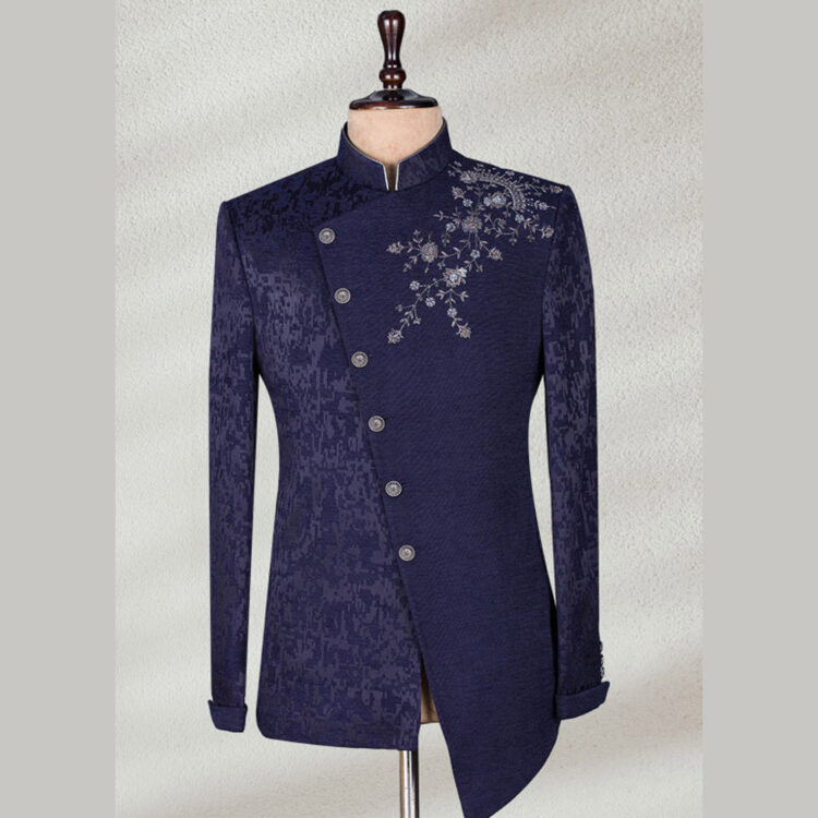 Midnight Blue Embroidered Prince Suit