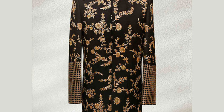 Royal Gold & Black Sherwani