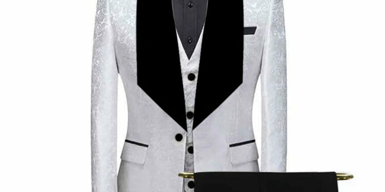 Bespoke Textured White and Black Tuxedo