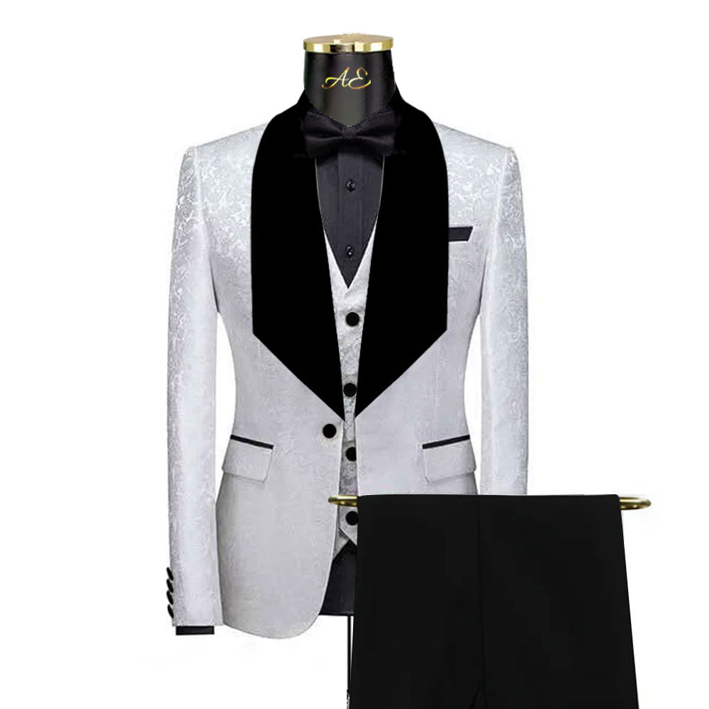 Bespoke Textured White and Black Tuxedo