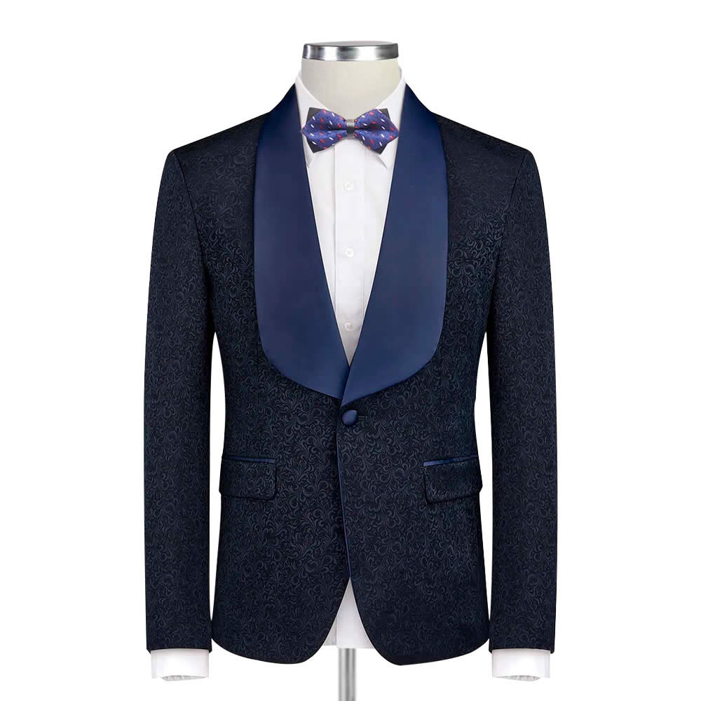 Bespoke Dark Blue Textured Tuxedo