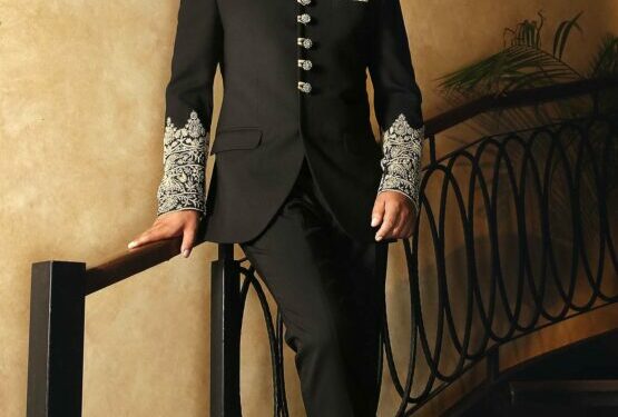 Black Embroidered Prince Suit