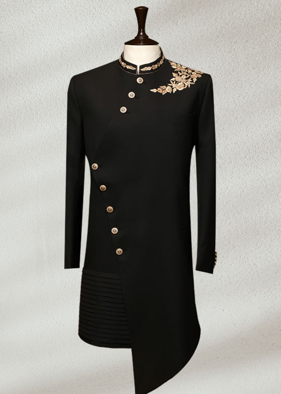 Black Side Cut Short Sherwani