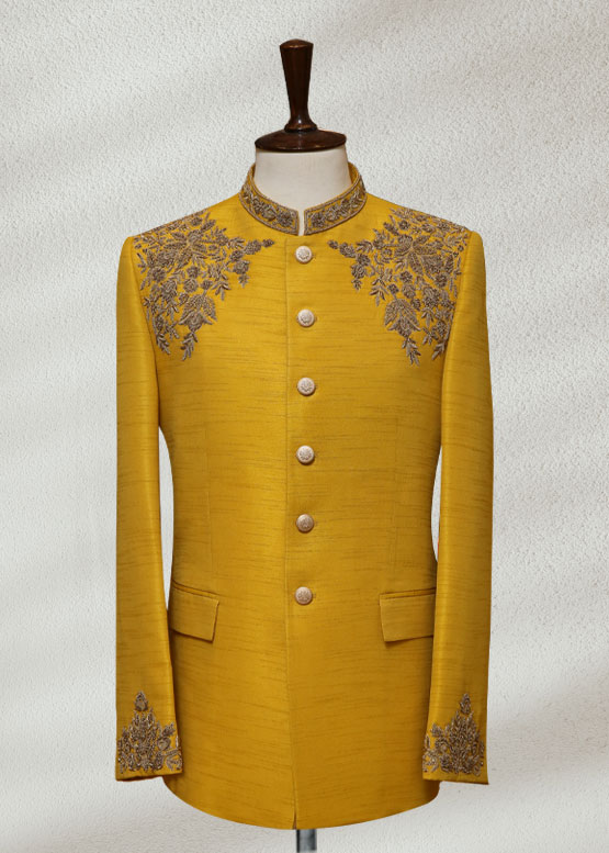 Yellow Embroidered Prince Suit