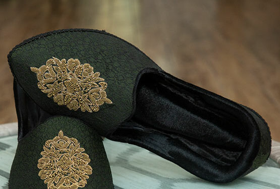 Green with Golden Embroidered Khussa