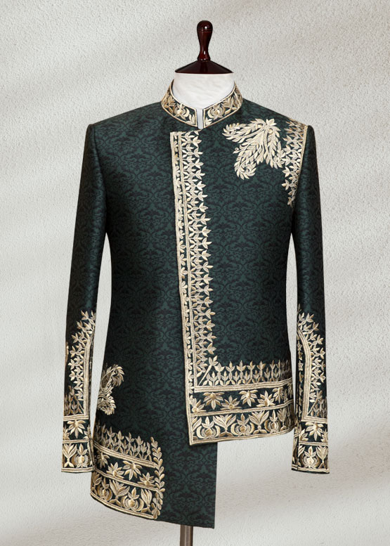 Luxury Green Embroidery Prince Suit