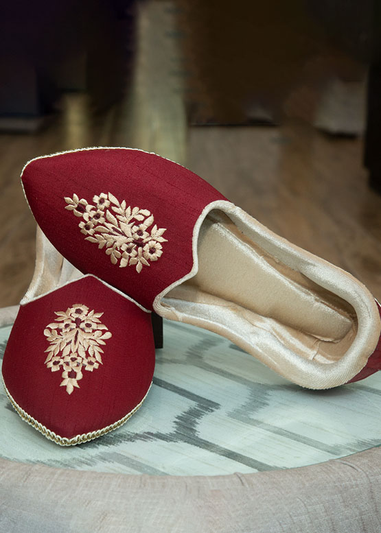 Red with Golden Embroidered Khussa