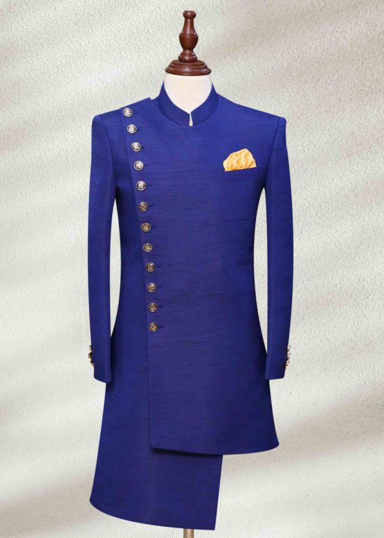 Royal Blue Side Cut Sherwani
