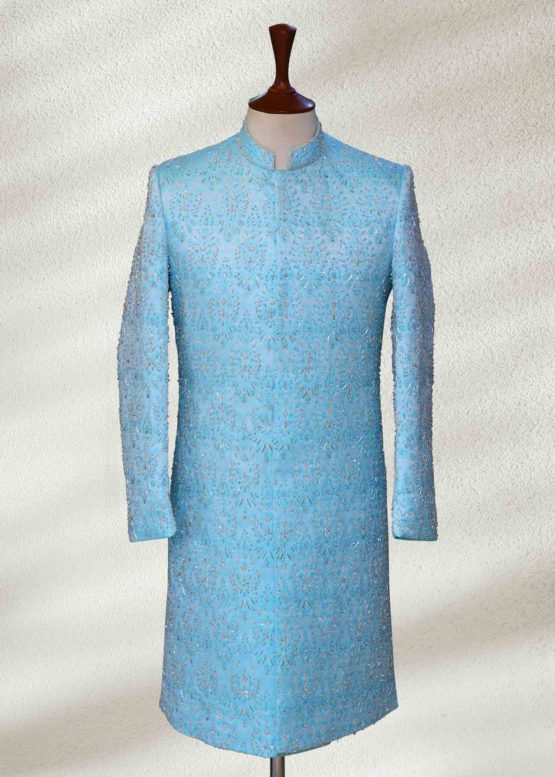 Sky Blue Wedding Sherwani