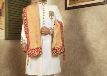 White Embroidered Wedding Sherwani