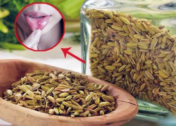 What should be mixed with fennel to help heal painful mouth ulcers?